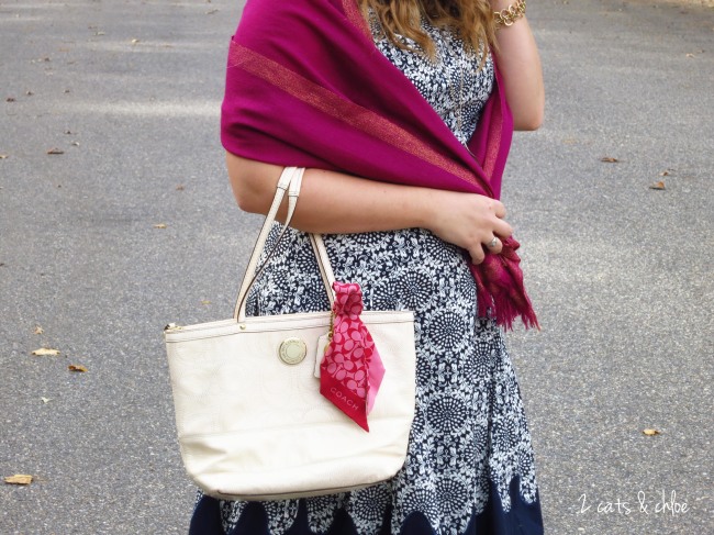 White coach purse, pink scarf shawl