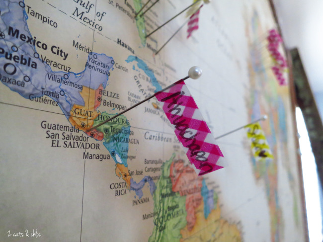 2 cats & chloe: pin the countries you travel to, gift for traveler, DIY home decor