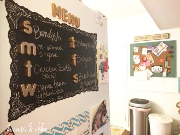 2 cats & chloe: DIY Alphabet Chalk Board Menu