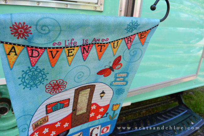 2 cats & chloe: live is an adventure flag  //  glamping