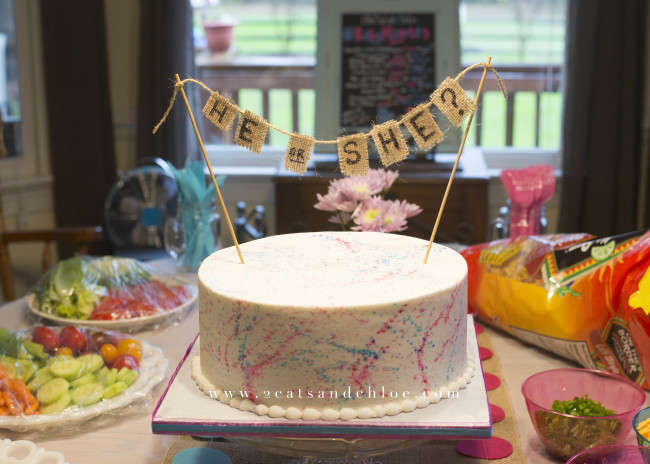 2 cats & chloe: Gender Reveal Cake with Splatter Paint