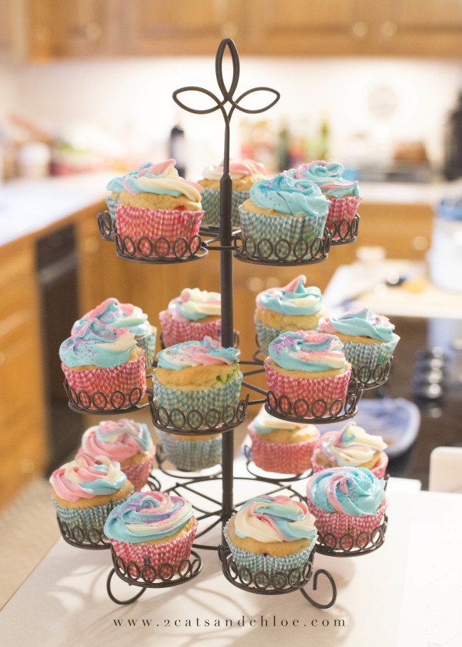 2 cats & chloe: Gender Reveal Pink and Blue Swirl Cupcakes