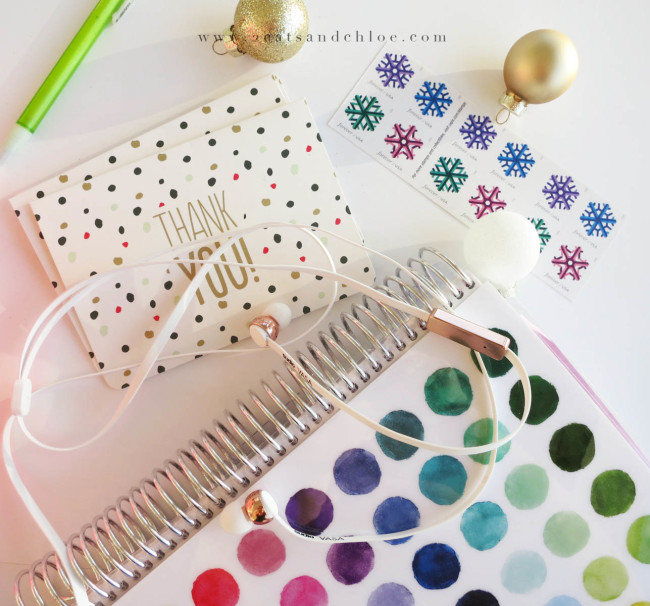 2 cats & chloe: Office Box Essentials: Headphones, Stamps, Planner, Glitter