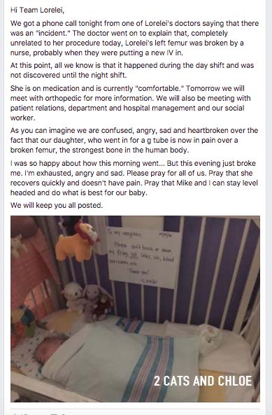 lorelei broken leg fb post