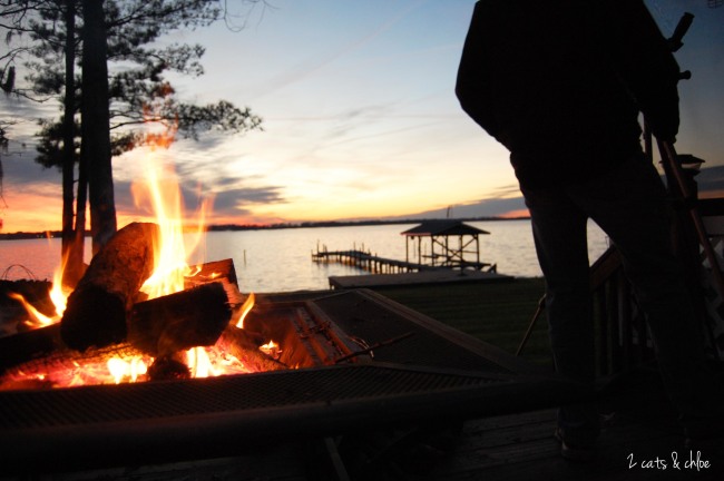 2 cats & chloe: firepit, telescope, sunset, perquimans river