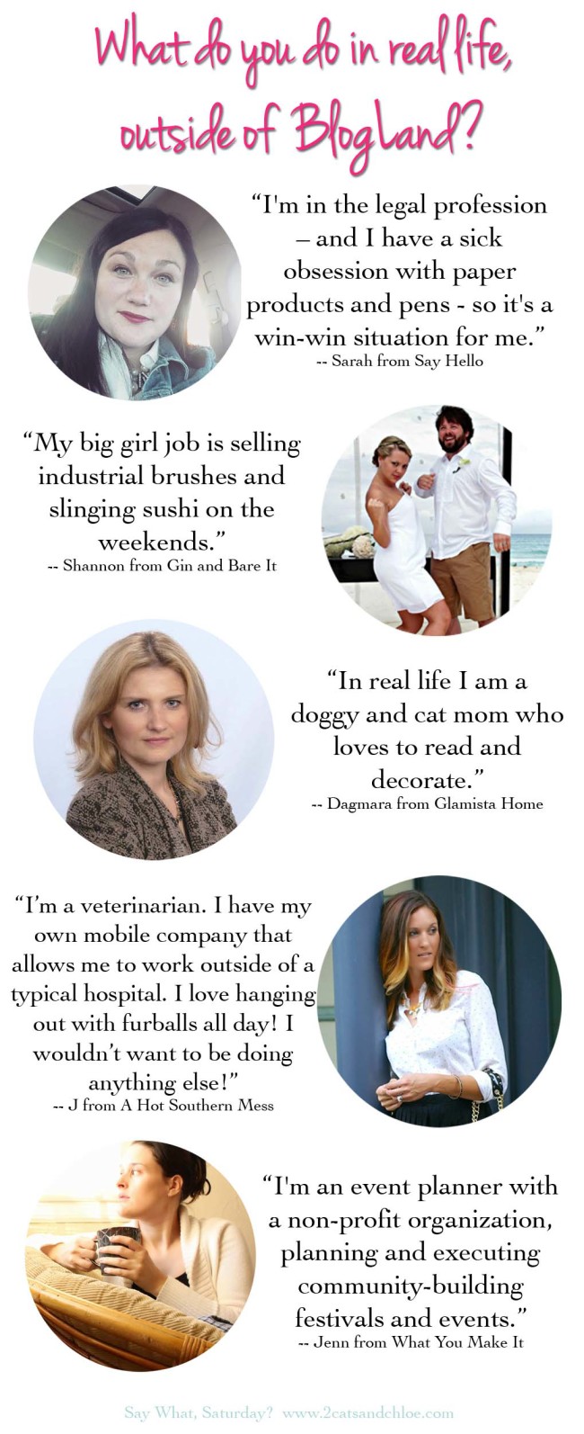 2 cats & chloe: Say What Saturday - SWS - bloggers in real life