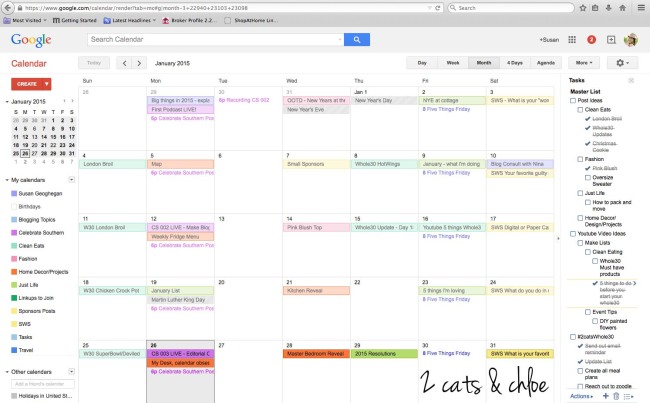2 cats & chloe: digital editorial calendar for bloggers