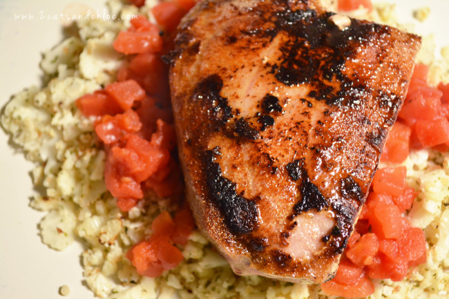 Cajun, Spicy Tuna over Cauliflower Rice