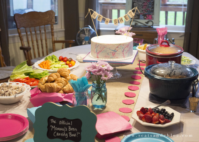 2 cats & chloe: Gender Reveal Menu // Mommy's Craving Buffet